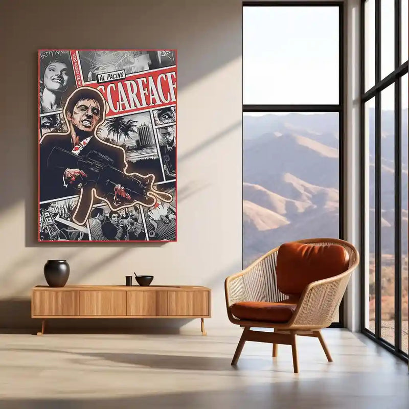 Scarface Neon LED Frame | Tony Montana Wall Art Classic Movie Inspired LED Frame by TurtleWings - TURTLEWINGS 