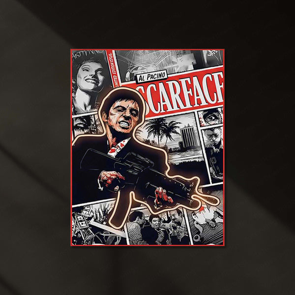 Scarface Neon LED Frame | Tony Montana Wall Art  Classic Movie Inspired LED Frame by TurtleWings