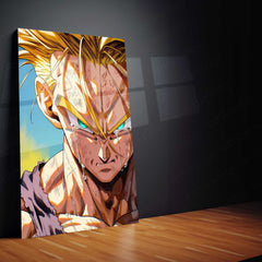 Time Traveler Saiyan Fury Anime Wall Art | Dragon Ball Z Metal Frame