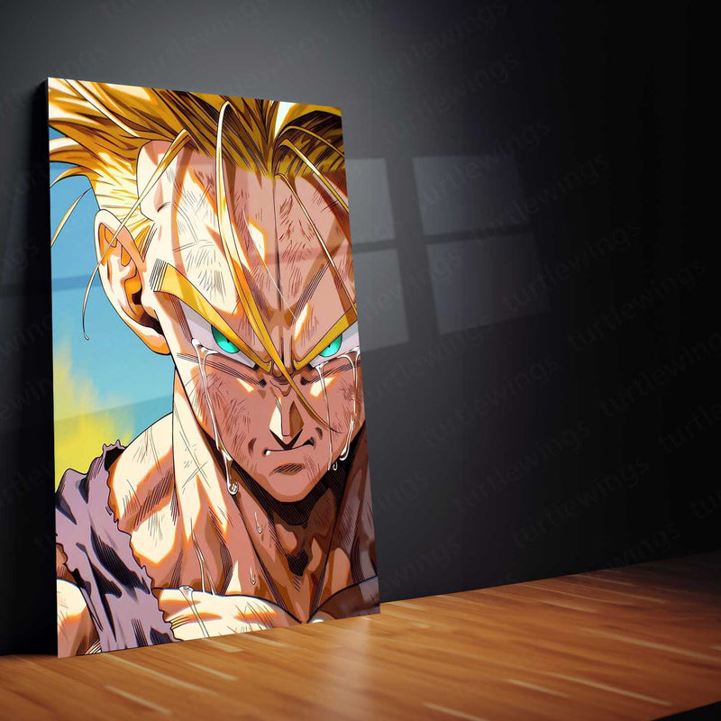 Time Traveler Saiyan Fury Anime Wall Art | Dragon Ball Z Metal Frame