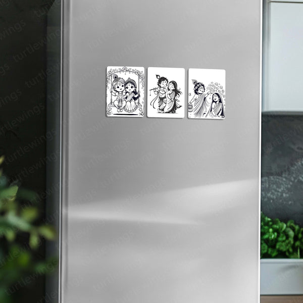 🌸 Radha-Krishna – Set of 3 Fridge Magnets
