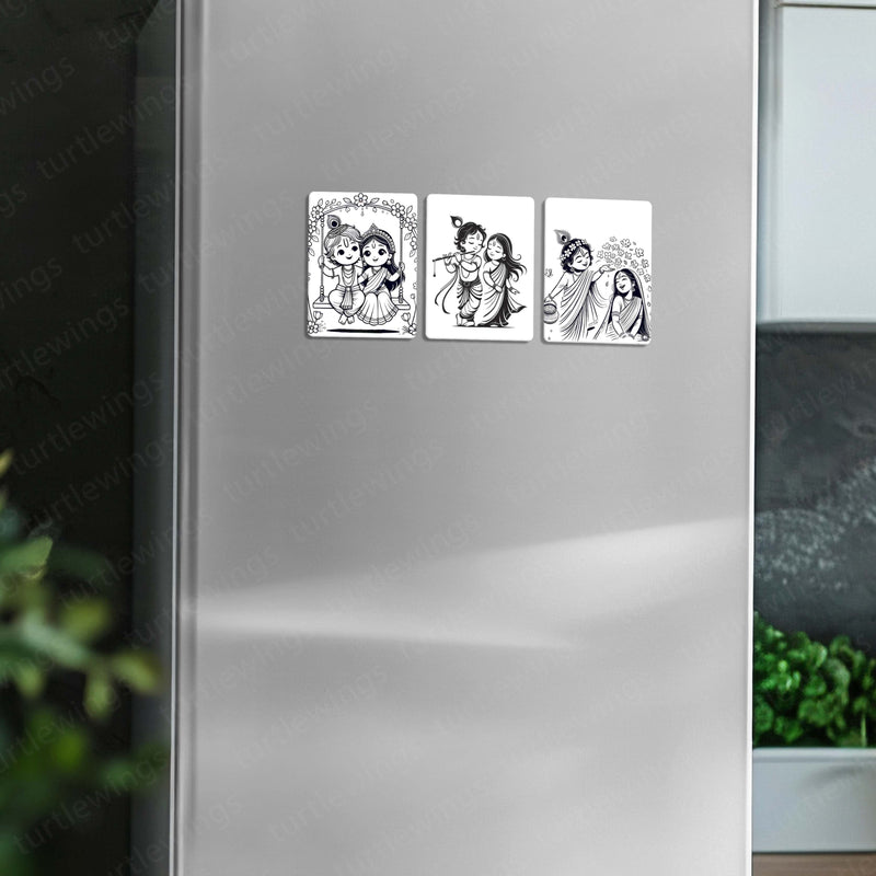 🌸 Radha-Krishna – Set of 3 Fridge Magnets