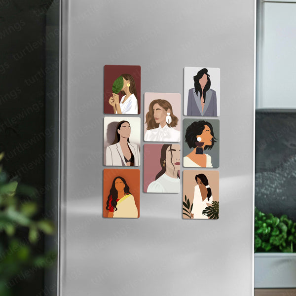 Minimalist Women Portraits – Set of 3,5 & 8 Fridge Magnets
