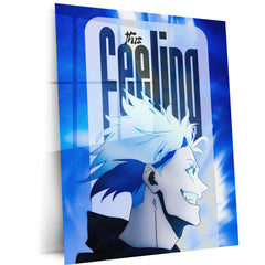 Anime Metal Poster | Satoru Gojo This Feeling Metal Poster | Jujutsu Kaisen Anime Wall Art | Blue Sorcerer Metal Print