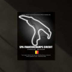 LED | 🏁 Spa-Francorchamps Circuit Neon LED Metal Poster – Legendary Belgium F1 Track Wall Art - TURTLEWINGS 