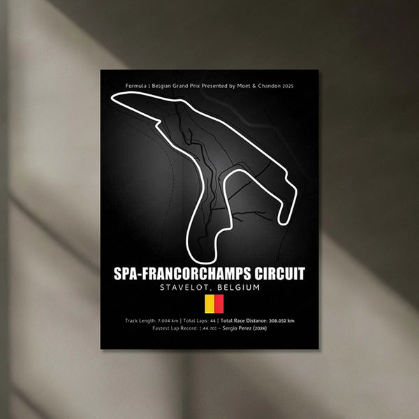 LED | 🏁 Spa-Francorchamps Circuit Neon LED Metal Poster – Legendary Belgium F1 Track Wall Art
