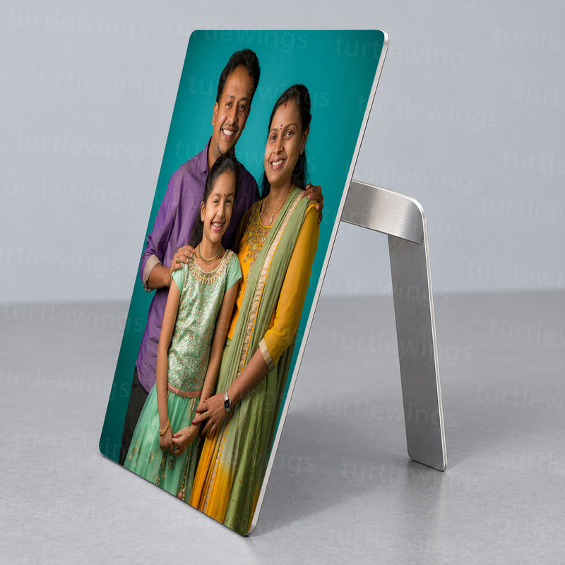 Custom Tabletop Metal Photo Print with Stand | Personalized 6×4 Inch Metal Photo Frame | Premium Desk Photo