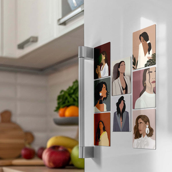 Minimalist Women Portraits – Set of 3,5 & 8 Fridge Magnets