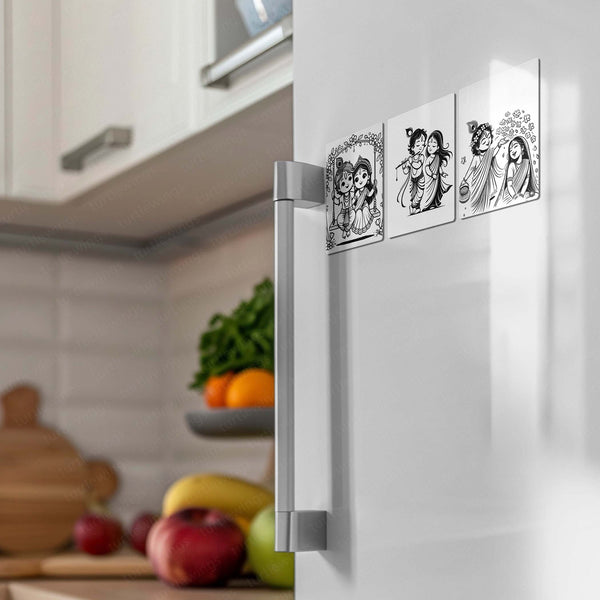 🌸 Radha-Krishna – Set of 3 Fridge Magnets