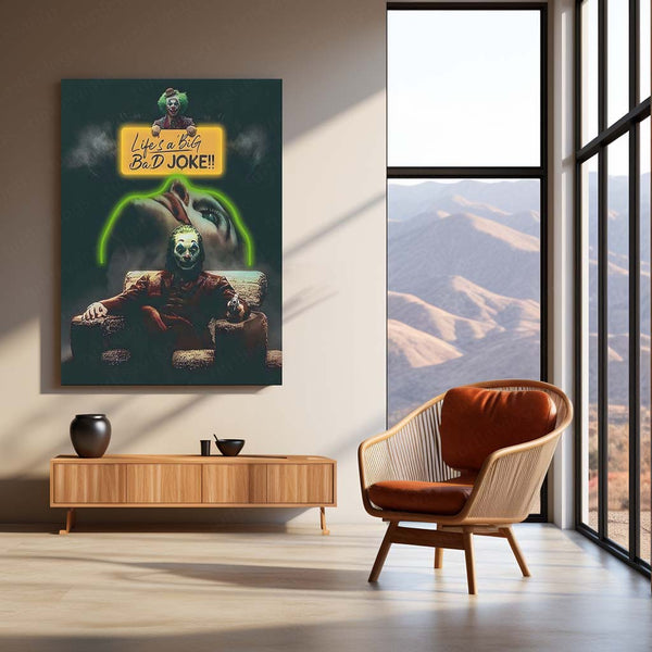 Joker Neon LED Frame | Dark Quote Wall Art  “Life’s a Big Bad Joke” Aesthetic LED Frame by TurtleWings