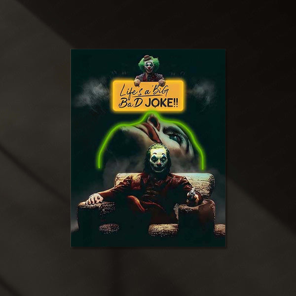 Joker Neon LED Frame | Dark Quote Wall Art  “Life’s a Big Bad Joke” Aesthetic LED Frame by TurtleWings