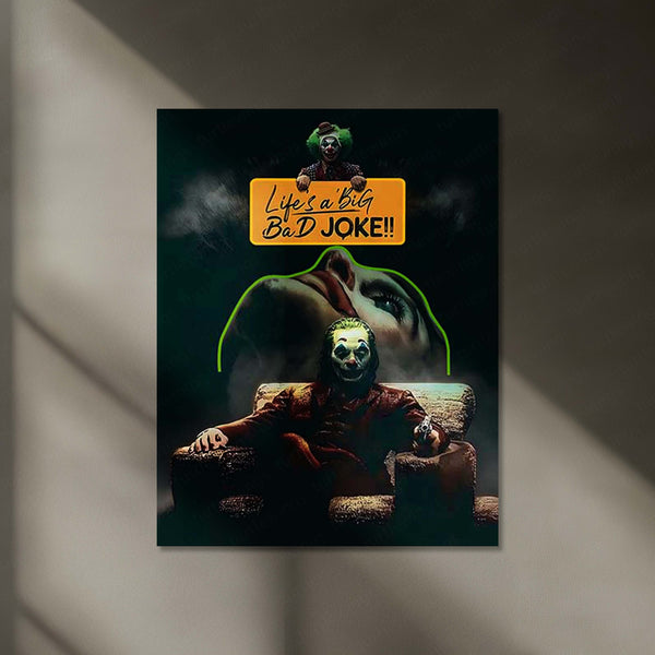 Joker Neon LED Frame | Dark Quote Wall Art  “Life’s a Big Bad Joke” Aesthetic LED Frame by TurtleWings