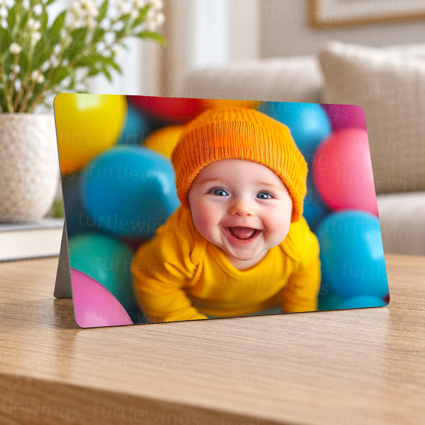 Custom Tabletop Metal Photo Print with Stand | Personalized 6×4 Inch Metal Photo Frame | Premium Desk Photo