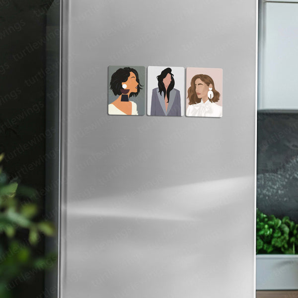 Minimalist Women Portraits – Set of 3,5 & 8 Fridge Magnets