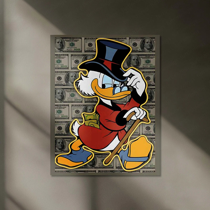 Rich Duck Neon LED Frame | Money Aesthetic Wall Art Luxury Hustle Vibe LED Frame by TurtleWings - TURTLEWINGS 