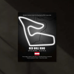 LED | Red Bull Ring Neon LED Metal Poster – Glowing Austria F1 Circuit Wall Art - TURTLEWINGS 