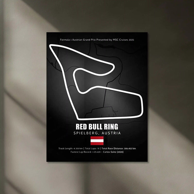 LED | Red Bull Ring Neon LED Metal Poster – Glowing Austria F1 Circuit Wall Art - TURTLEWINGS 