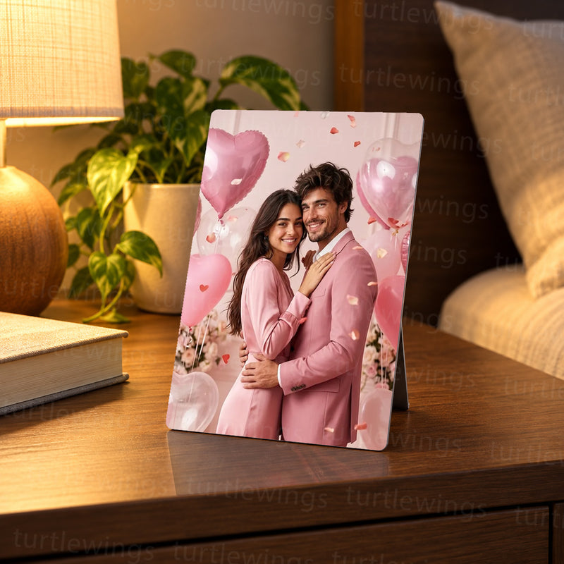 Custom Tabletop Metal Photo Print with Stand | Personalized 6×4 Inch Metal Photo Frame | Premium Desk Photo