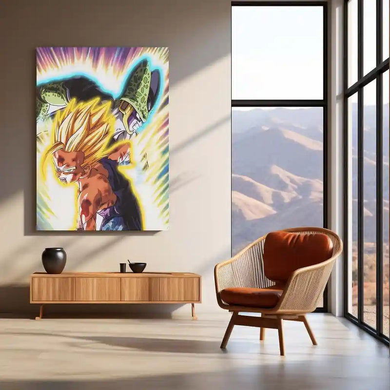 Saiyan Power Neon LED Frame | Anime Battle Wall Art Epic Transformation Energy Design by TurtleWings - TURTLEWINGS 