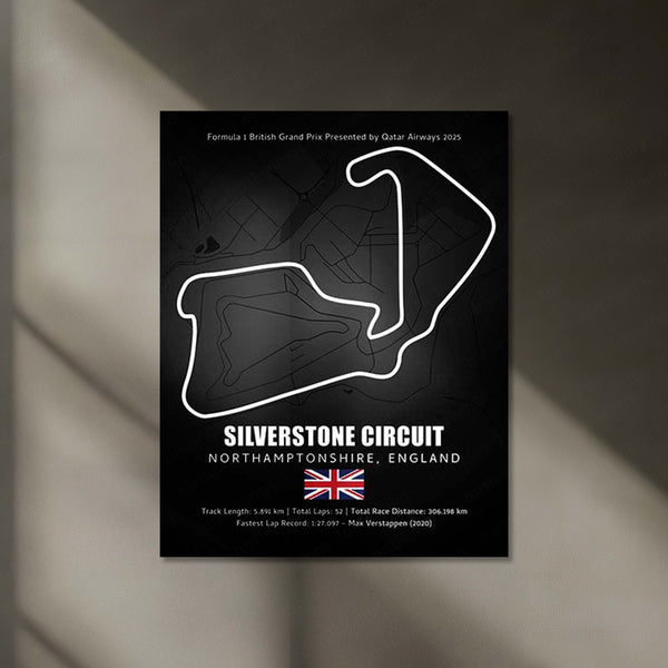LED | 🇬🇧 Silverstone Circuit Neon LED Metal Poster – Glowing Home of British F1 Wall Art