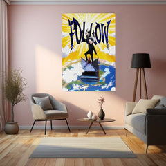 Anime Metal Poster | Satoru Gojo Above All Metal Poster | Jujutsu Kaisen Anime Wall Art | Yellow Sky Motivational Metal Print