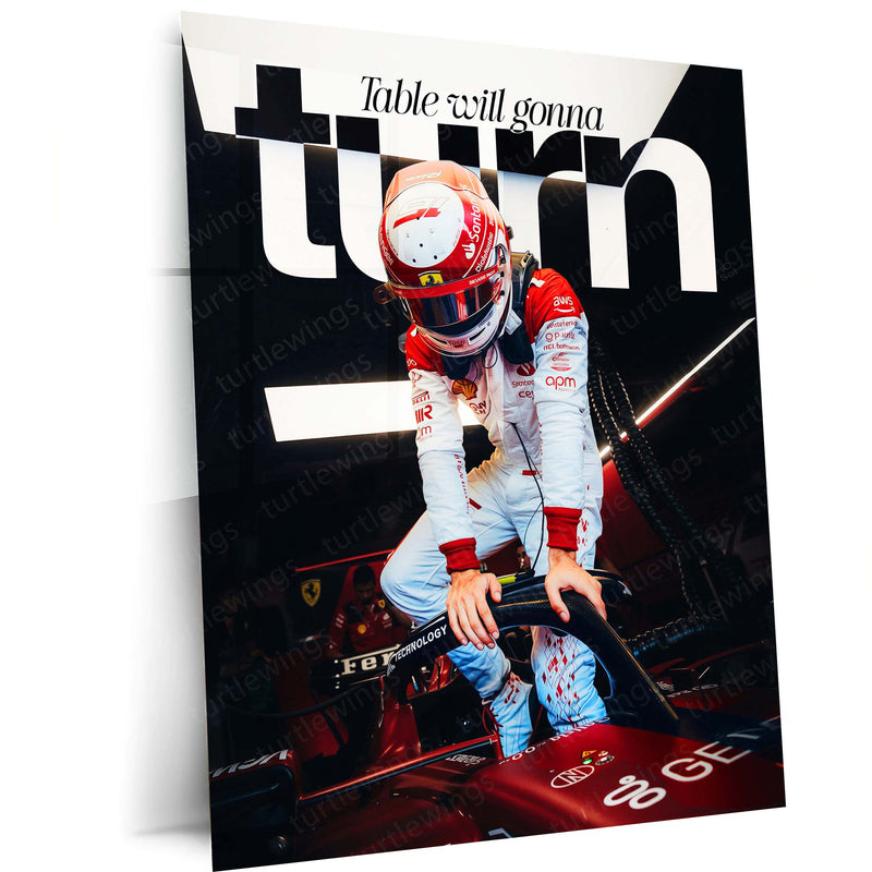 Charles Leclerc Ferrari Metal Poster | Formula Racing Driver Wall Art | Red F1 Motorsport Metal Print – main product image