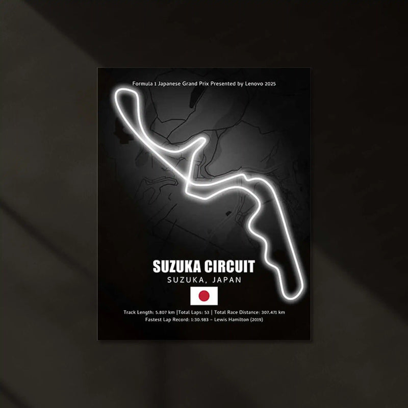 LED | 🇯🇵 Suzuka Circuit Neon LED Metal Poster – Glowing Japanese F1 Track Wall Art - TURTLEWINGS 