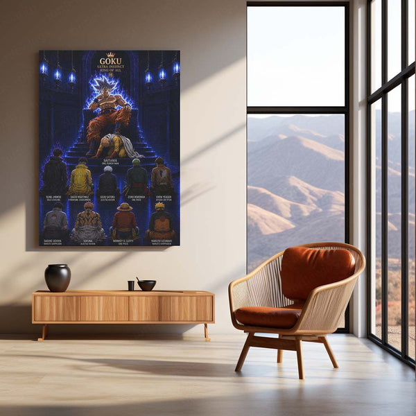 Anime Metal Poster | Goku Ultra Instinct King of All Metal Poster | Anime Legends Crossover Wall Art | Ultimate Warriors