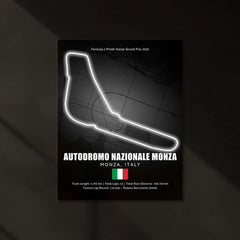 LED | 🇮🇹 Monza Circuit Neon LED Metal Poster – Glowing Temple of Speed Wall Art (Italy F1 Track) - TURTLEWINGS 