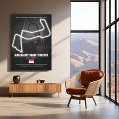 LED | 🌃 Marina Bay Street Circuit Neon LED Metal Poster – Singapore Night Race Glowing Wall Art