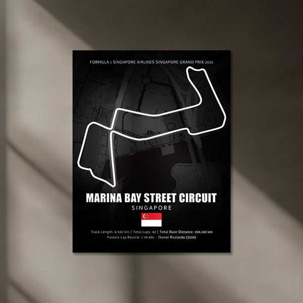 LED | 🌃 Marina Bay Street Circuit Neon LED Metal Poster – Singapore Night Race Glowing Wall Art