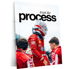 Charles Leclerc Ferrari Metal Poster | Trust The Process Formula Racing Wall Art | Red Motorsport Metal Print – main product