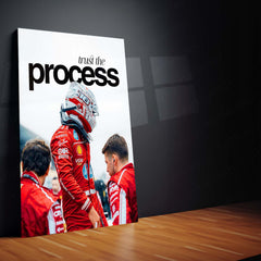 Charles Leclerc Ferrari Metal Poster | Trust The Process Formula Racing Wall Art | Red Motorsport Metal Print – product image