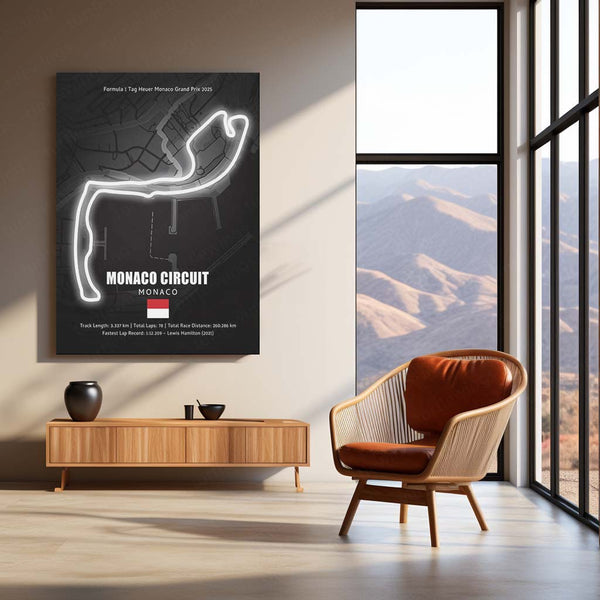 LED | 🏎️ Monza Circuit Neon LED Metal Poster – Glowing Temple of Speed Wall Art