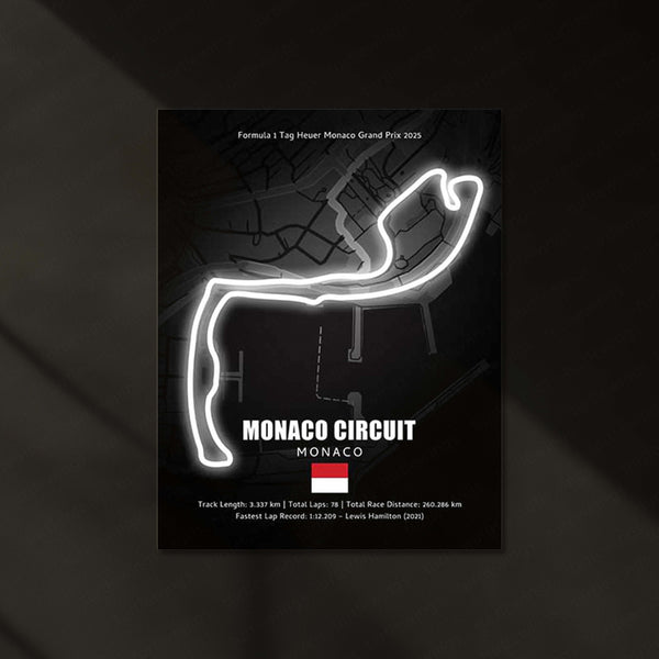 LED | 🏎️ Monza Circuit Neon LED Metal Poster – Glowing Temple of Speed Wall Art