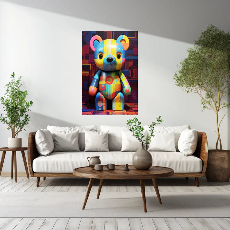 Cute Teddy Bear Metal Poster – Adorable & Cozy Wall Art