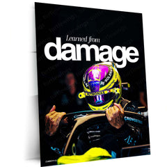 Lewis Hamilton Learned From Damage Metal Poster | Formula Racing Motivational Wall Art | Mercedes Motorsport Metal Print