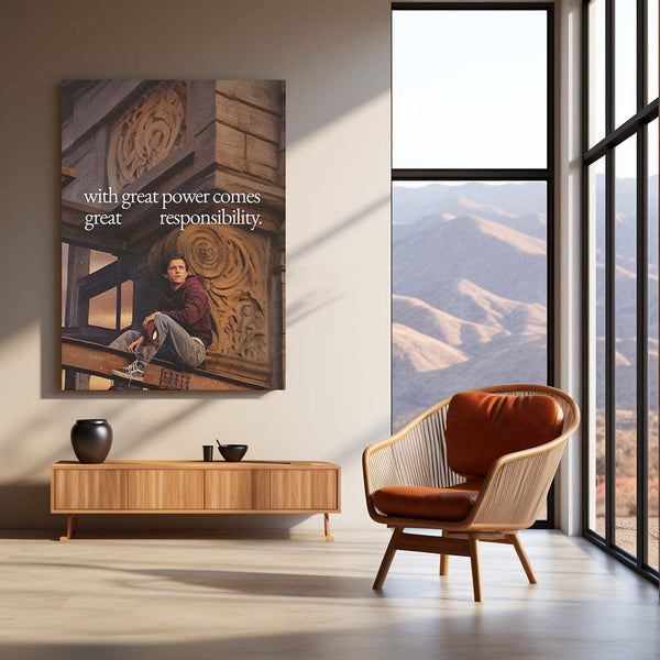 Spider-Man Great Power Great Responsibility Metal Poster | Peter Parker Motivational Wall Art | Superhero Cinematic Metal