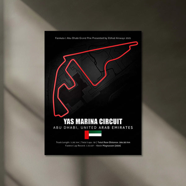 LED | 🏁 Yas Marina Circuit Neon LED Metal Poster – Glowing Abu Dhabi F1 Track Wall Art