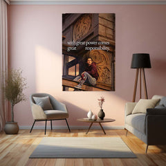 Spider-Man Great Power Great Responsibility Metal Poster | Peter Parker Motivational Wall Art | Superhero Cinematic Metal