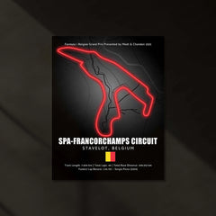 LED | 🏁 Spa-Francorchamps Circuit Neon LED Metal Poster – Legendary Belgium F1 Track Wall Art - TURTLEWINGS 