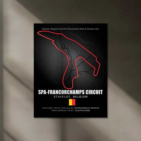 LED | 🏁 Spa-Francorchamps Circuit Neon LED Metal Poster – Legendary Belgium F1 Track Wall Art