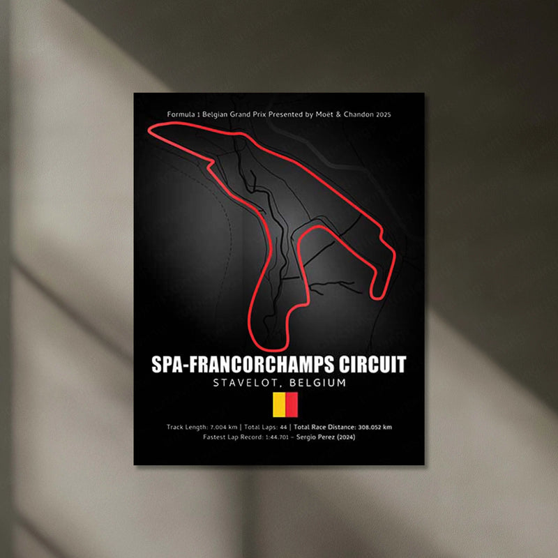 LED | 🏁 Spa-Francorchamps Circuit Neon LED Metal Poster – Legendary Belgium F1 Track Wall Art - TURTLEWINGS 