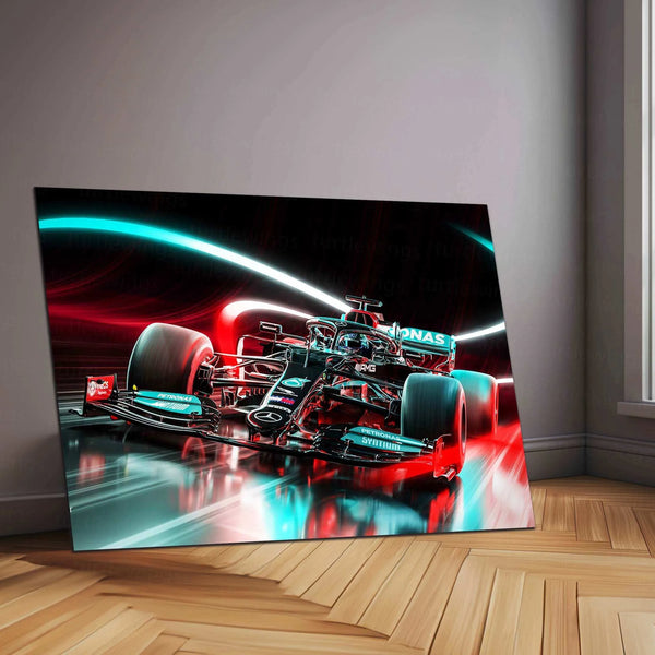 Mercedes-AMG Petronas F1 Metal Poster | Formula 1 Racing Artwork | Silver Arrows Wall Decor - TURTLEWINGS 