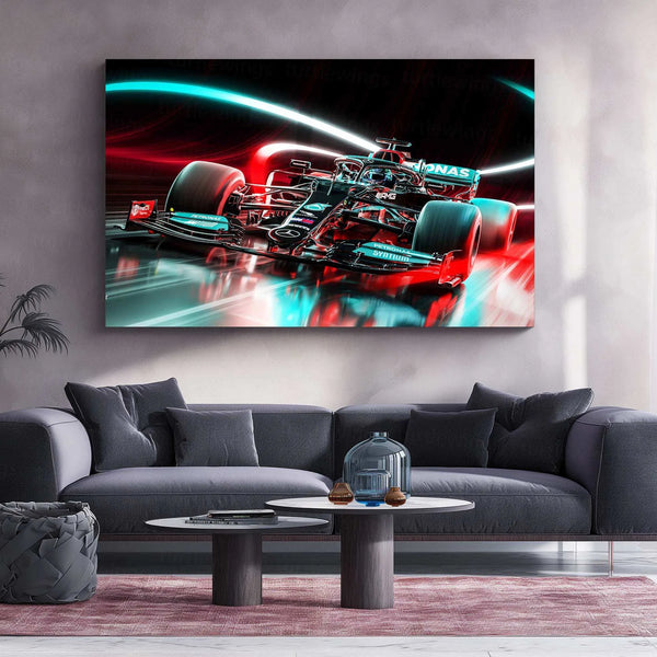 Mercedes-AMG Petronas F1 Metal Poster | Formula 1 Racing Artwork | Silver Arrows Wall Decor - TURTLEWINGS 