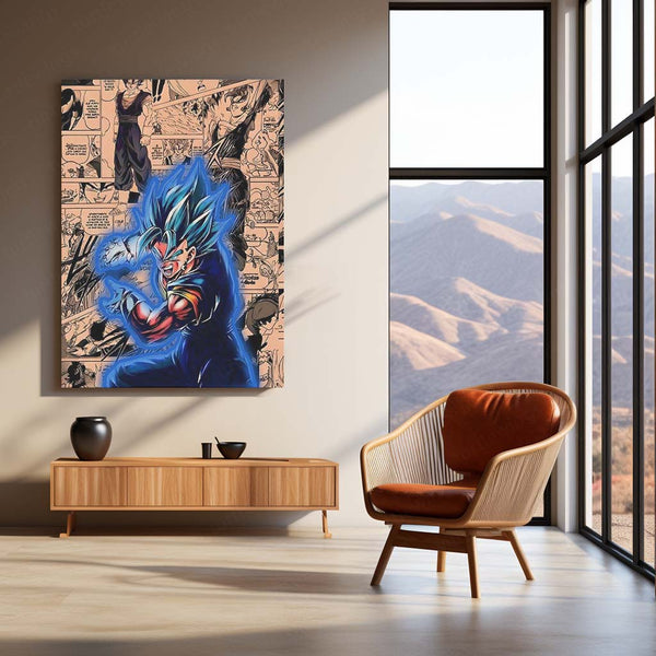 Dragon Ball Z Neon LED Frame | Super Saiyan Blue Warrior Wall Art | Anime Power Decor