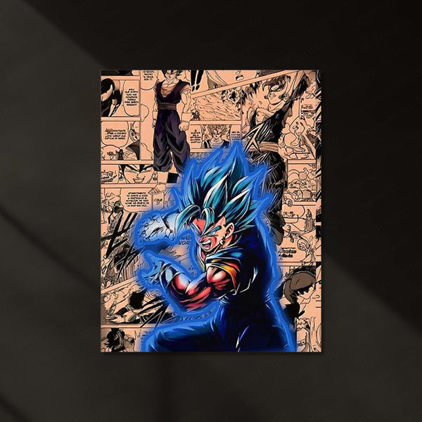 Dragon Ball Z Neon LED Frame | Super Saiyan Blue Warrior Wall Art | Anime Power Decor