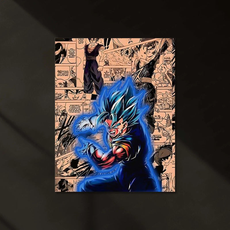 Dragon Ball Z Neon LED Frame | Super Saiyan Blue Warrior Wall Art | Anime Power Decor - TURTLEWINGS 