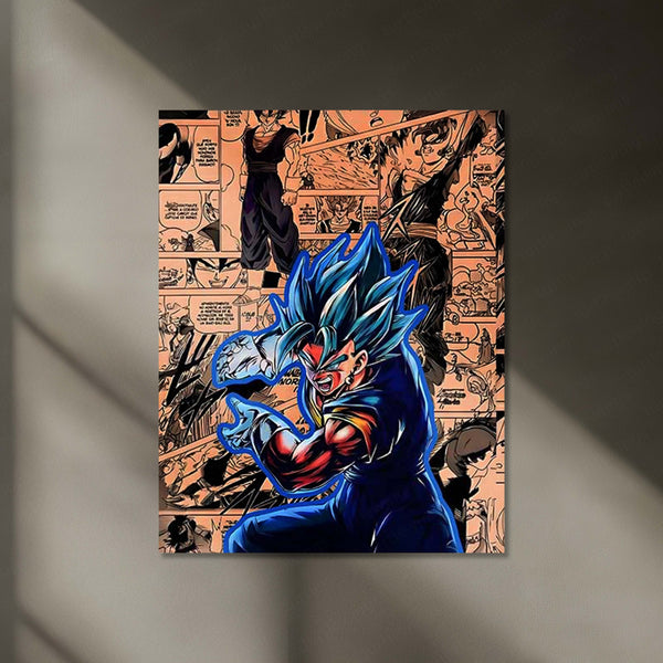 Dragon Ball Z Neon LED Frame | Super Saiyan Blue Warrior Wall Art | Anime Power Decor