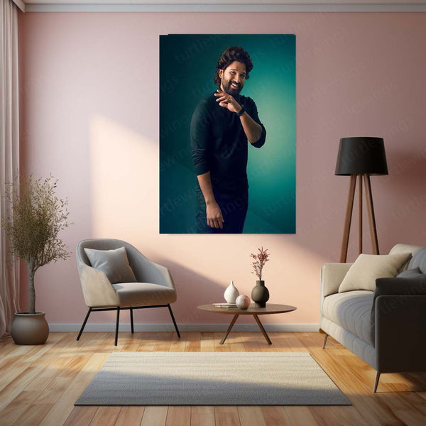🔥 Allu Arjun Metal Frame Poster | Stylish Star Tollywood Icon Wall Art